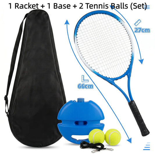 Professional Solo Tennis Trainer Rebound Set with Racket and Two Balls - Portable Self-Practice Equipment