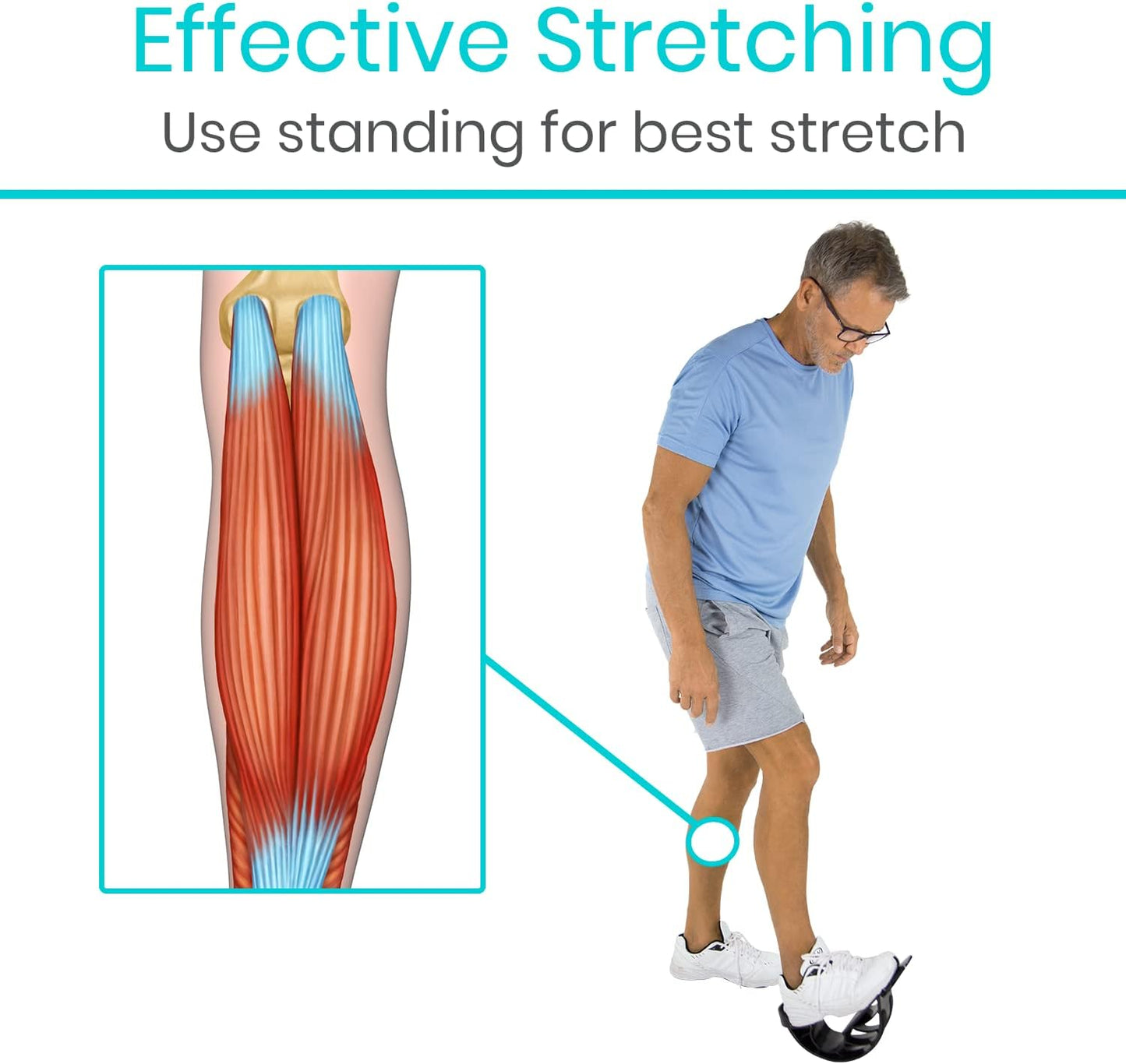 Calf Stretcher Foot Rocker - for Pro Shin Splint Relief, Achilles, Plantar Fasciitis, Heel, Ankle Strengthening - Roller Therapy Device Gift for Runners, Running, Stretching, Severs Disease