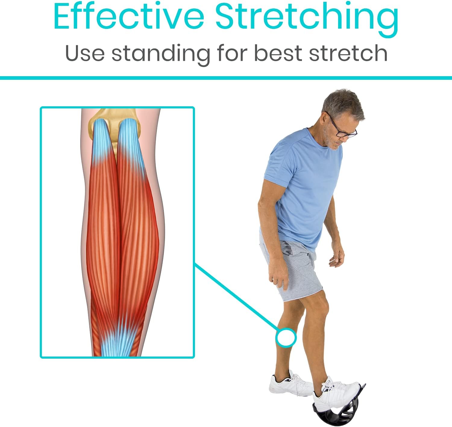 Calf Stretcher Foot Rocker - for Pro Shin Splint Relief, Achilles, Plantar Fasciitis, Heel, Ankle Strengthening - Roller Therapy Device Gift for Runners, Running, Stretching, Severs Disease