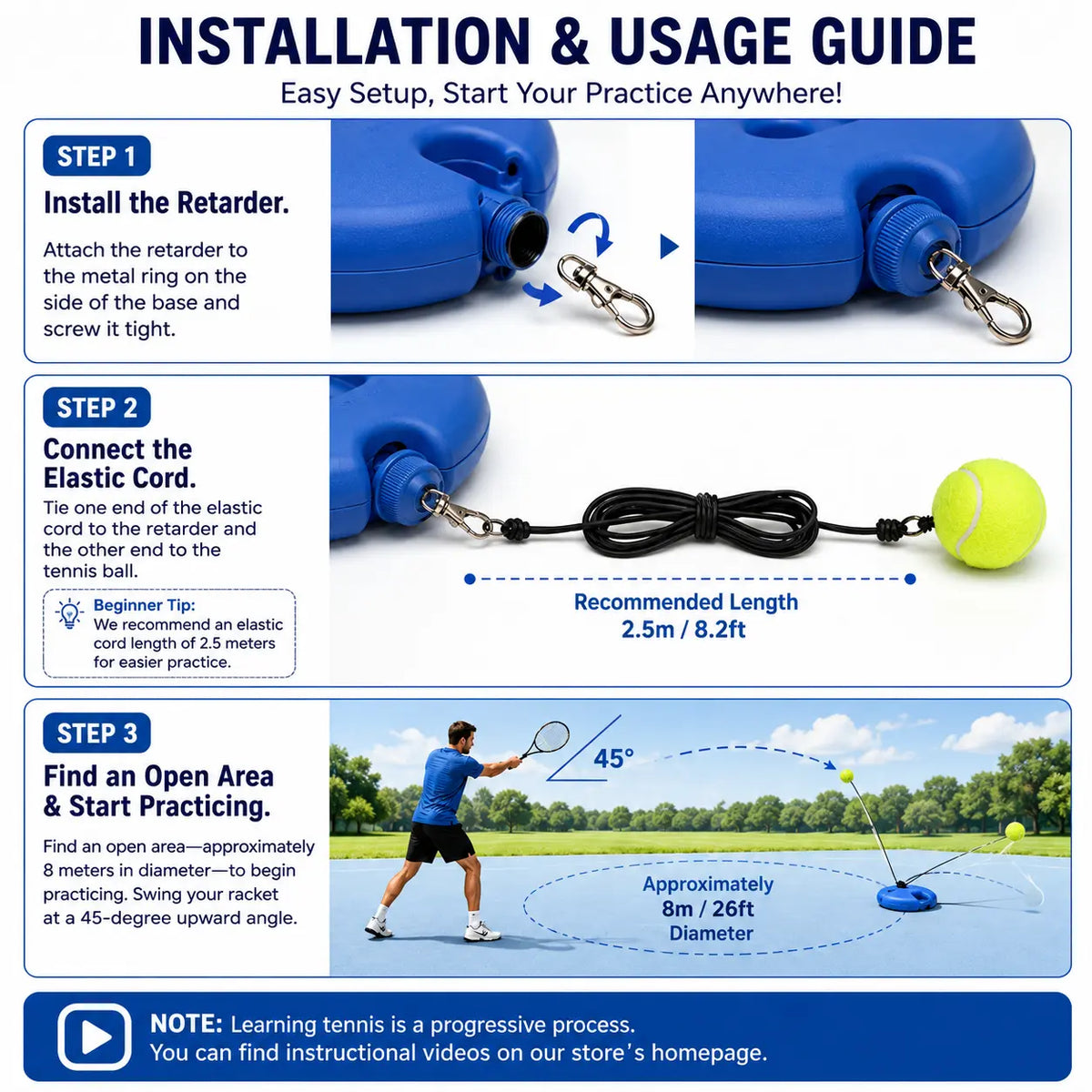 Professional Solo Tennis Trainer Rebound Set with Racket and Two Balls - Portable Self-Practice Equipment