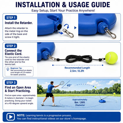 Professional Solo Tennis Trainer Rebound Set with Racket and Two Balls - Portable Self-Practice Equipment