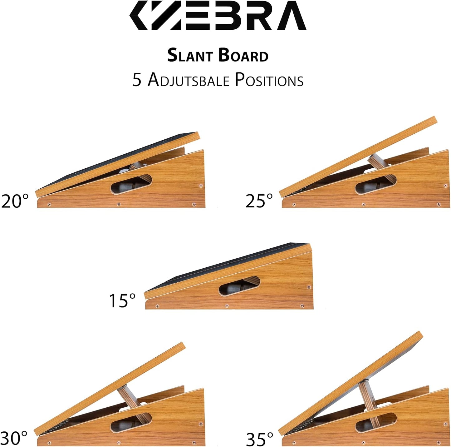 Adjustable Wooden Slant Board with 5 Positions for Calf Stretching, Squats, and Leg Rehabilitation