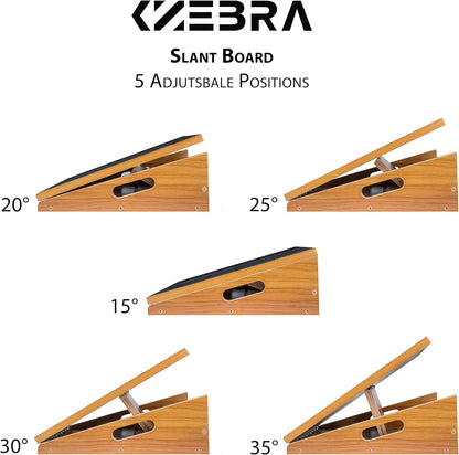 Adjustable Wooden Slant Board with 5 Positions for Calf Stretching, Squats, and Leg Rehabilitation