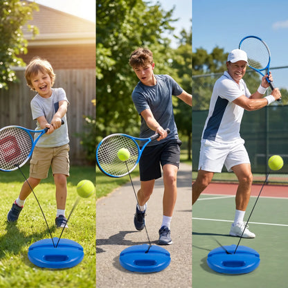 Professional Solo Tennis Trainer Rebound Set with Racket and Two Balls - Portable Self-Practice Equipment