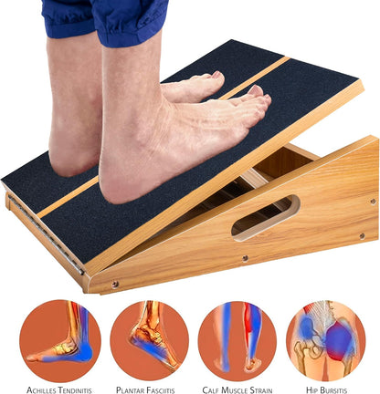 Adjustable Wooden Slant Board with 5 Positions for Calf Stretching, Squats, and Leg Rehabilitation