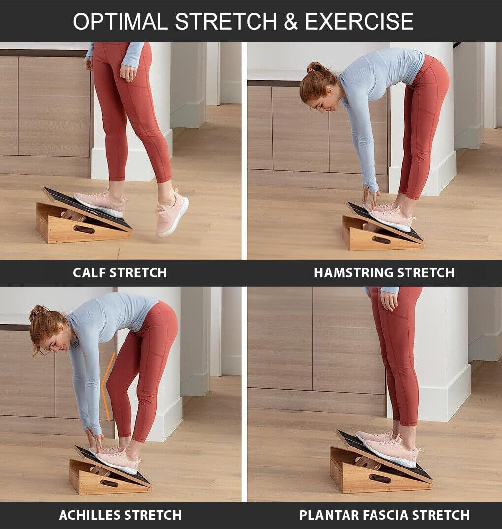 Adjustable Wooden Slant Board with 5 Positions for Calf Stretching, Squats, and Leg Rehabilitation